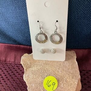 Sterling Silver Hammered Circle Earrings and Stud Set